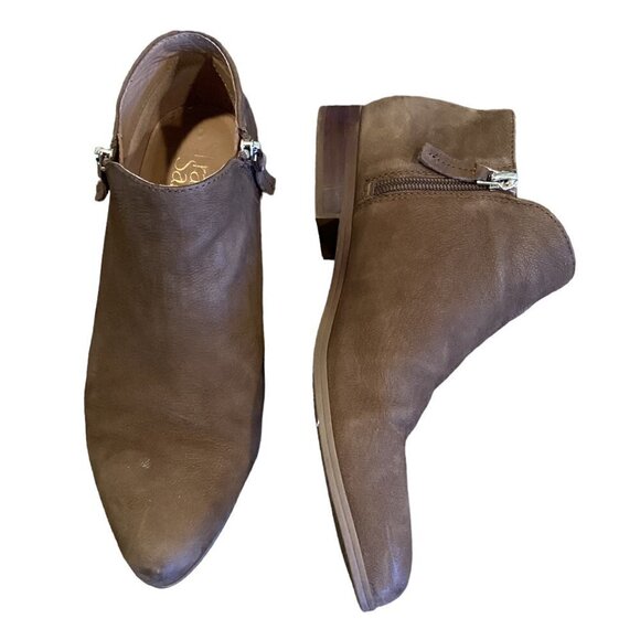 Franco Sarto Kingston Ankle Booties Double Zip Sz 7M Brown Suede Leather 82H - Picture 5 of 8